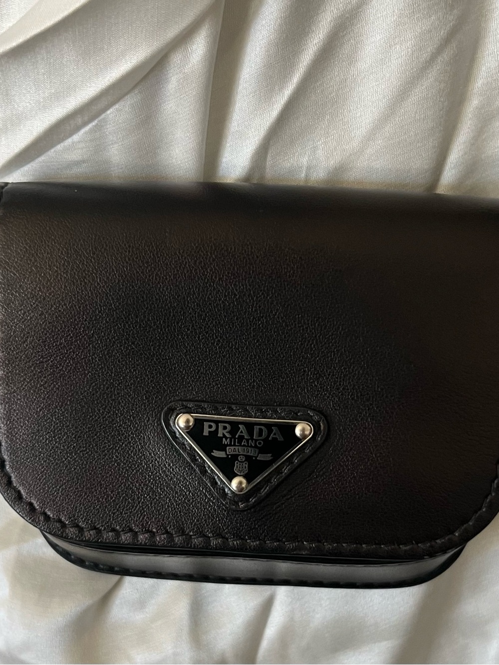 Prada Black Leather Crossbody Belt Bag with Triangle Logo